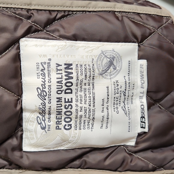 Eddie Bauer goose down vest quilted snap button EB550 medium fill - Picture 6 of 14